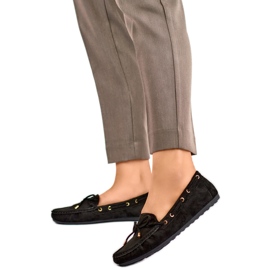 Dámské mokasíny QQ5B s mašlí černý