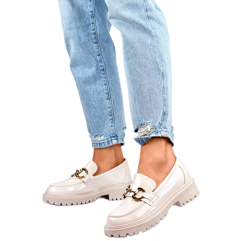 Dámské mokasíny se zlatým zdobením OH31-2LT/BE béžový