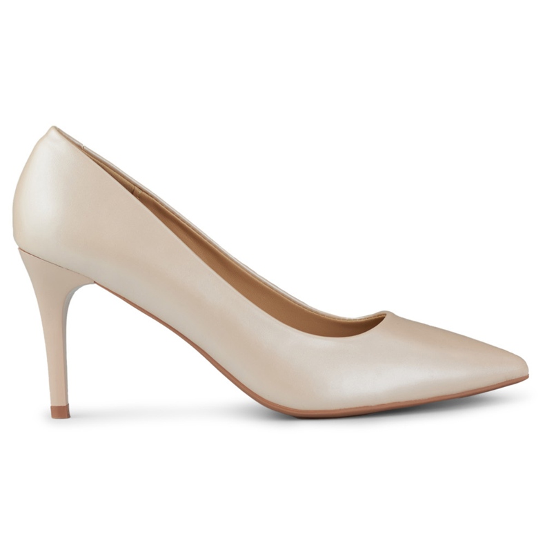 Dámské vysoké podpatky s koženou vsadkou GD-XR501B-APR béžový