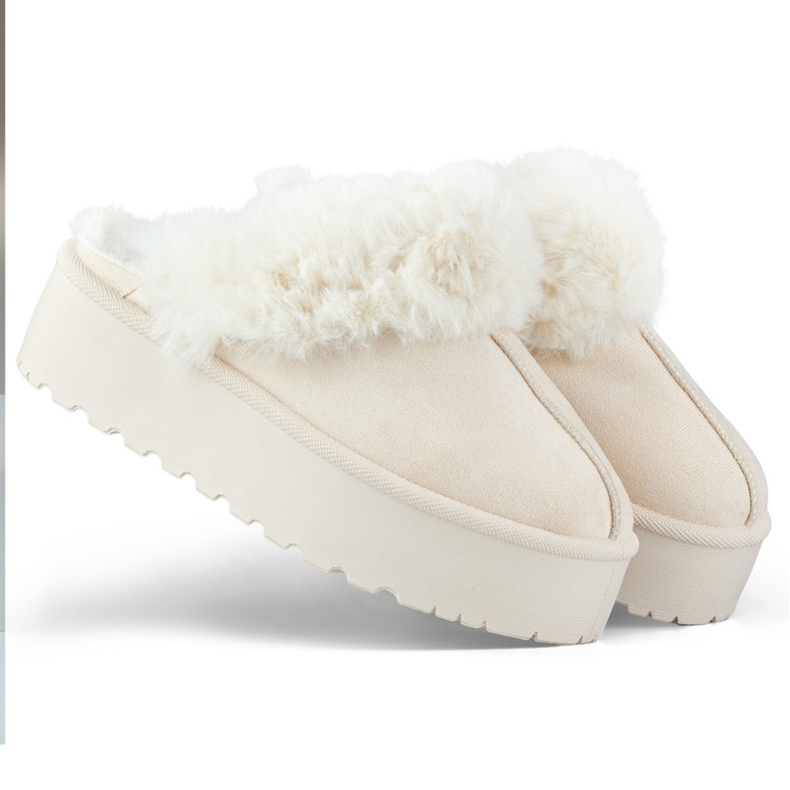 Dámské zateplené pantofle 81366-3BE béžový Dámské zateplené pantofle 81366-3BE béžový