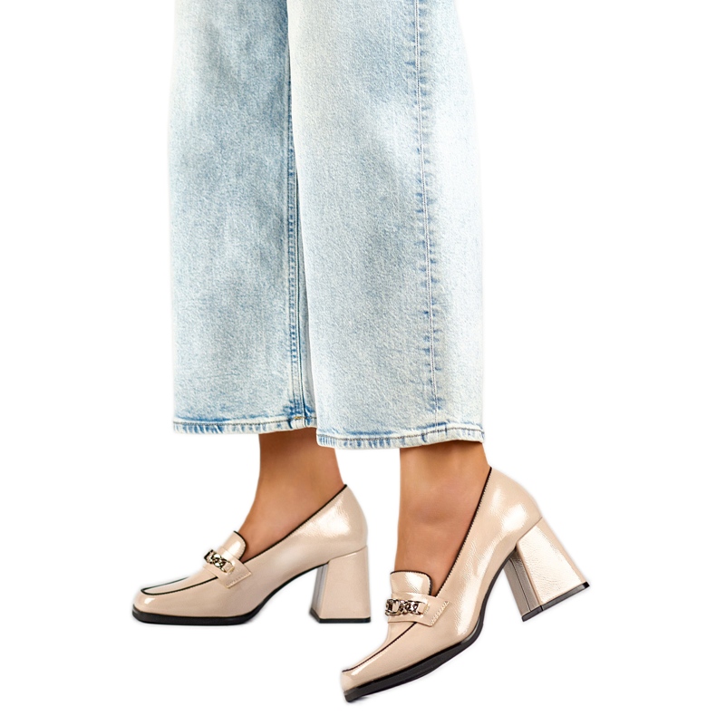 Dámské patentované lodičky 24-12322BE béžový