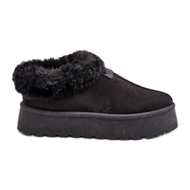 Nízké sněhule s kožíškem na platformě, Eco Suede, Black Neathoria černý