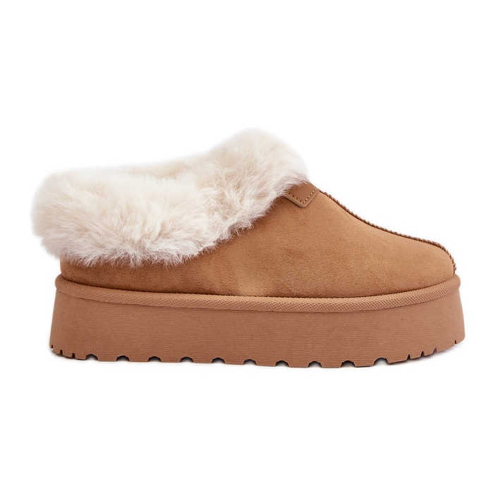 Sněhule s nízkým svrškem s kožíškem na platformě Eco Suede Camel Neathoria hnědý Sněhule s nízkým svrškem s kožíškem na platformě Eco Suede Camel Neathoria hnědý