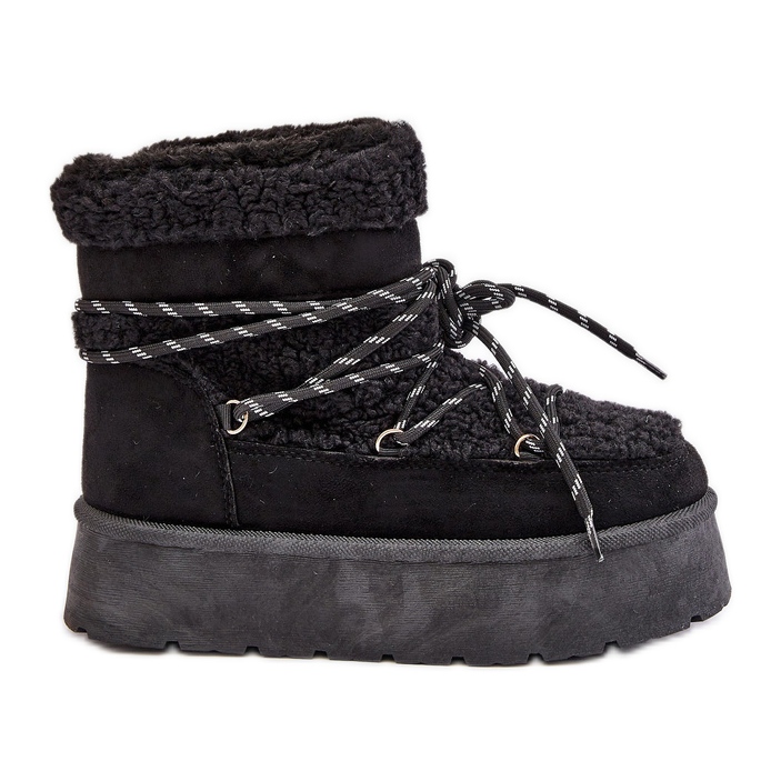 Černé sněhule Izathiel na platformě se šněrováním černá