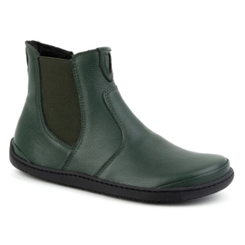 Olivier Dámské barefoot boty Chelsea se zipem, zateplené 1263, zelené zelený