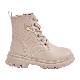 Zateplené dětské kotníkové boty na zip z ekokůže, Béžová Liotira béžový Zateplené dětské kotníkové boty na zip z ekokůže, Béžová Liotira béžový