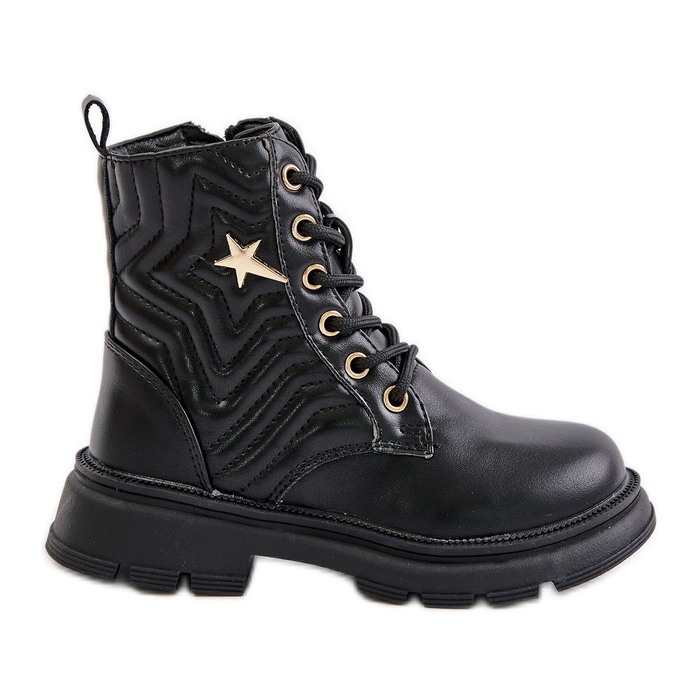 Zateplené dětské kotníkové boty na zip z ekokůže, Černá Liotira