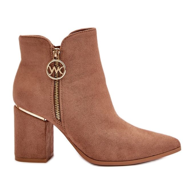 Dámské kozačky na vysokém podpatku se špičatými prsty Eco Semiš Teplá hnědá Raisha béžový