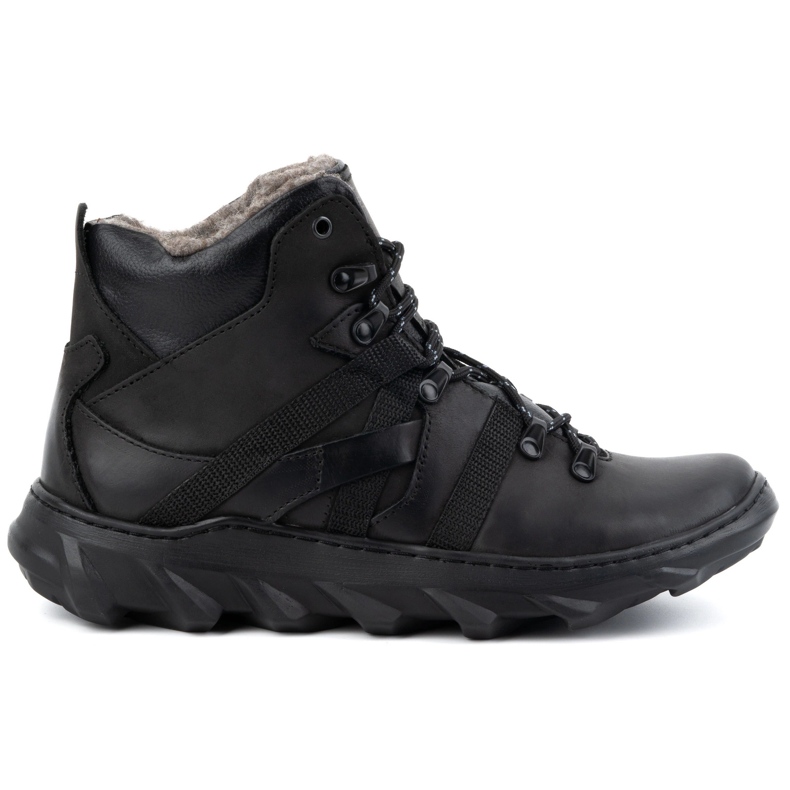Olivier Pánské kožené zateplené zimní boty 151KZ, černé černá