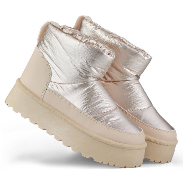 Dámské sněhule na platformě, béžové a zlaté J2-38-BR béžový Dámské sněhule na platformě, béžové a zlaté J2-38-BR béžový