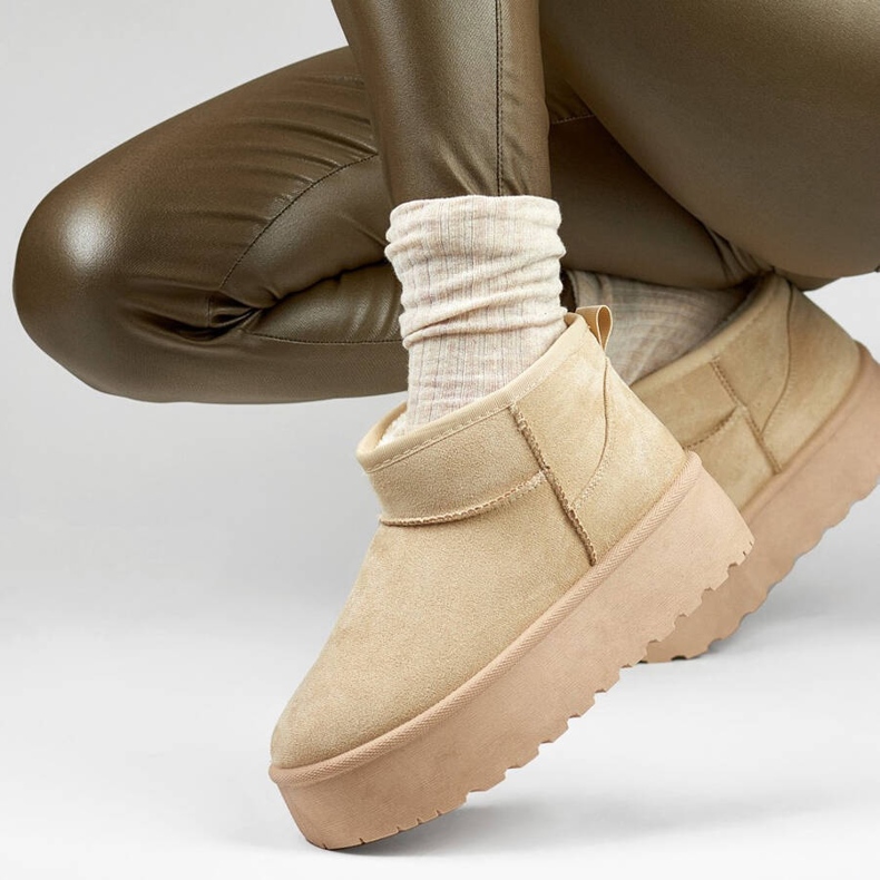 Dámské sněhule na platformě, světle béžové TL242-BE béžový