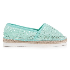 Betler Krajkové espadrilky na platformě zelený