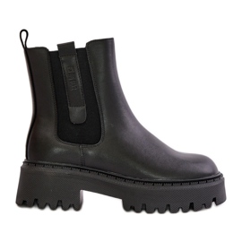 Kožené zateplené dámské Chelsea Boots Big Star OO274A386 Černá černý