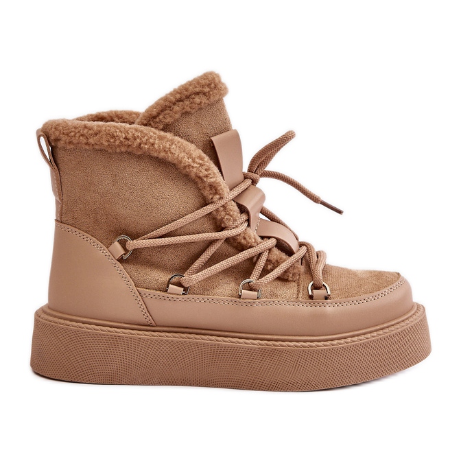 Tmavě béžové sněhule Tamidra na platformě béžový