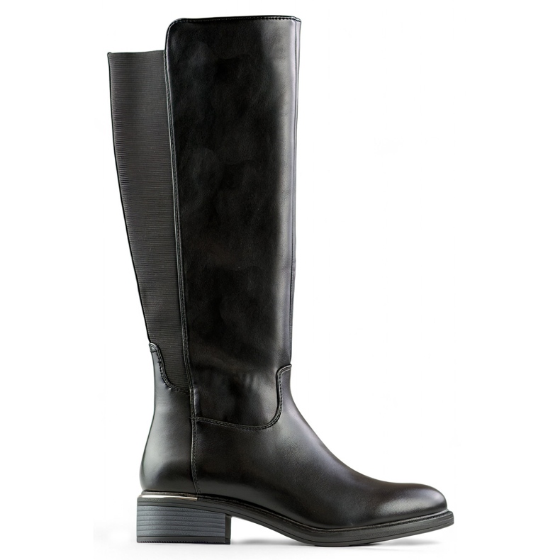 Černé dámské kozačky z ekokůže na zimu černá