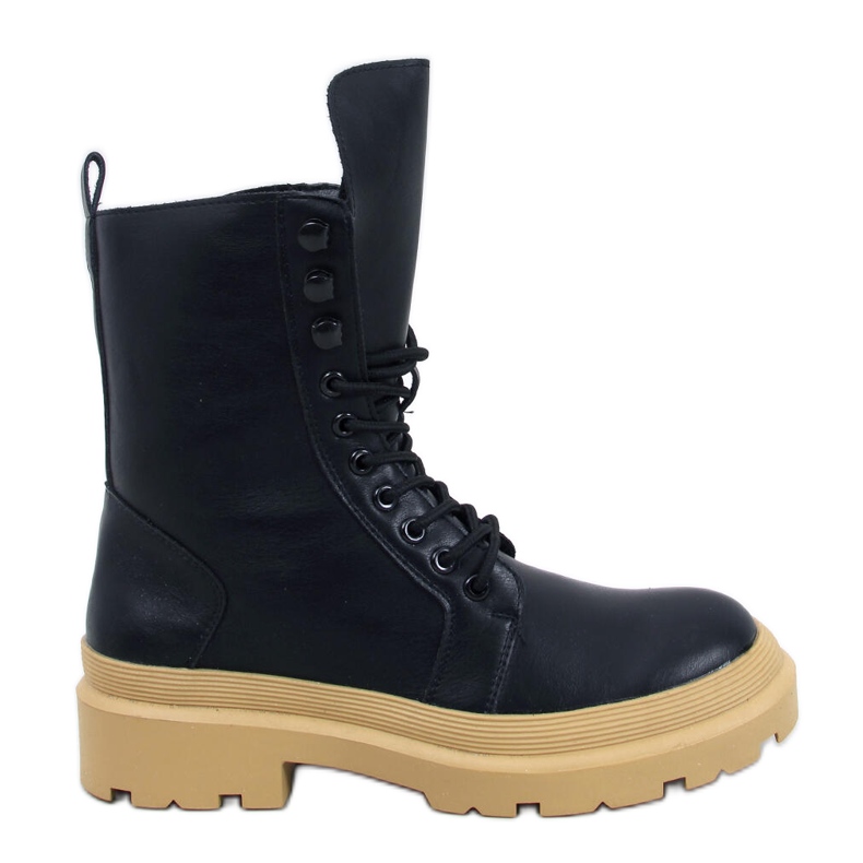 Kinchs NERO/GIALLO šněrovací kotníkové boty s chráničem černá