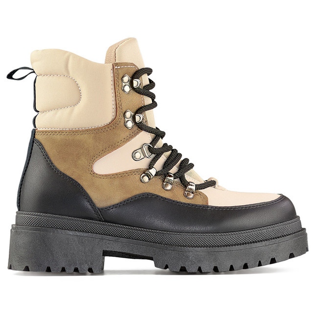 Dámské šněrovací boty, nadkotníkové boty, zimní boty béžový