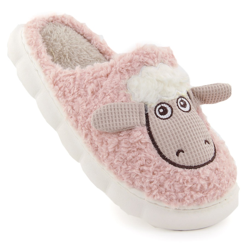 Dámské domácí kožešinové pantofle s ovečkou, růžové Filippo DK6683 růžový