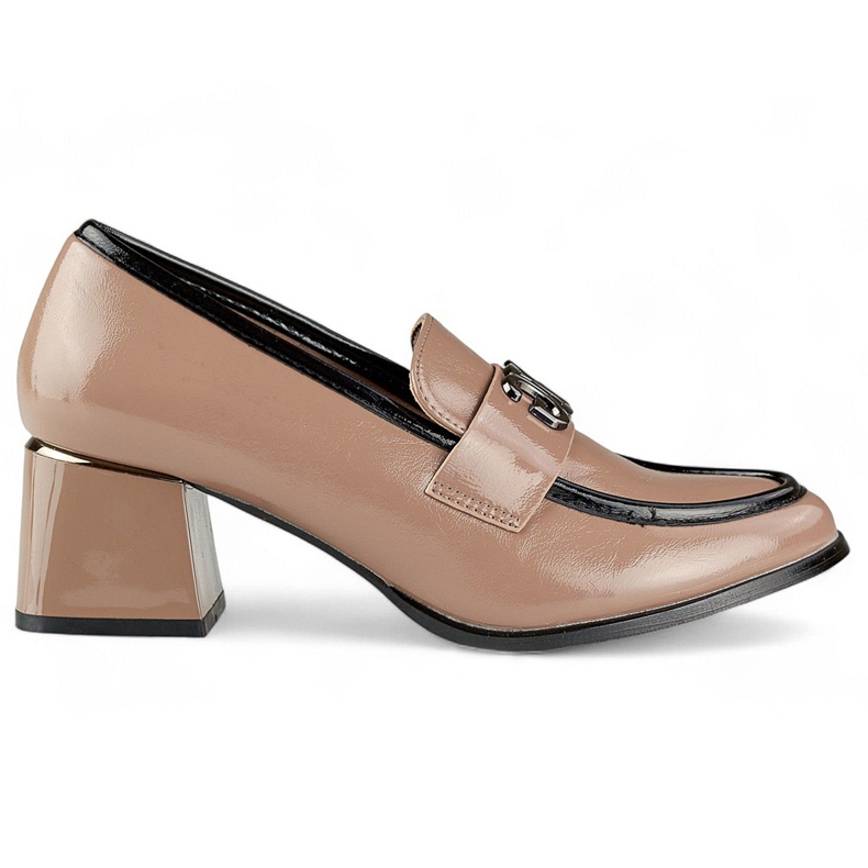 Béžové lakované boty na nízkém podpatku, dámské lodičky na vysokém podpatku béžový Béžové lakované boty na nízkém podpatku, dámské lodičky na vysokém podpatku béžový