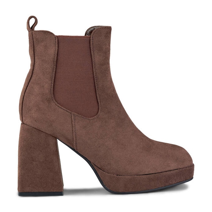 Dámské kotníkové boty a platforma, semišově hnědá 987BR hnědý