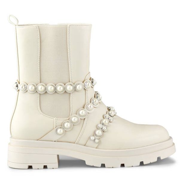 Dámské Chelsea kozačky s perlami, béžová 58090-1BE béžový