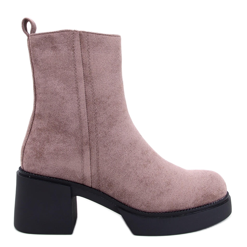 Kotníkové boty na stabilním podpatku Ruffin Khaki béžový