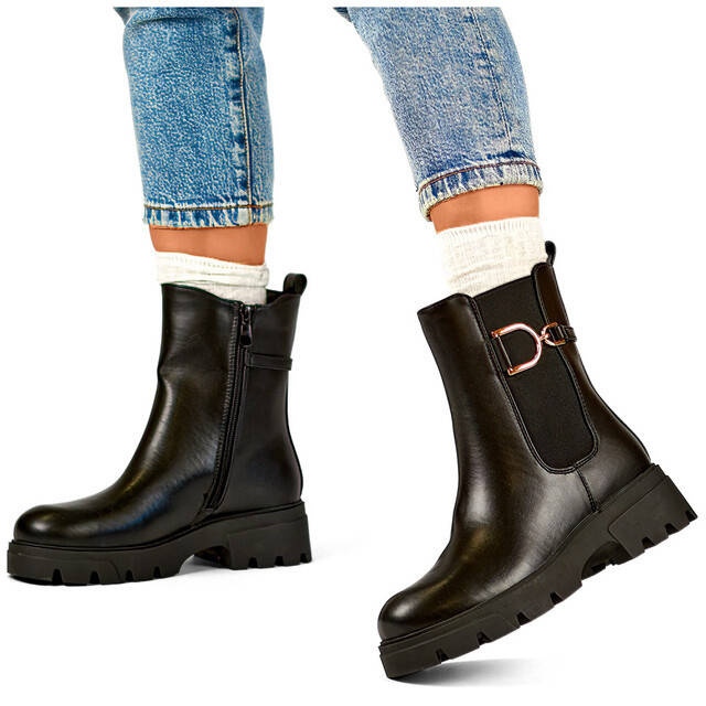 Dámské zateplené boty Chelsea, černé, K-99257 černá