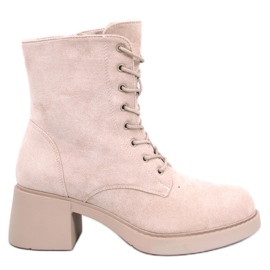 Šněrovací kotníkové boty Mayfield Beige béžový