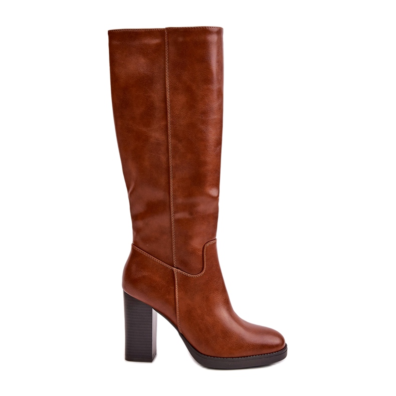 Dámské boty na ekologickém příspěvku před kolenem velblouda hnědý