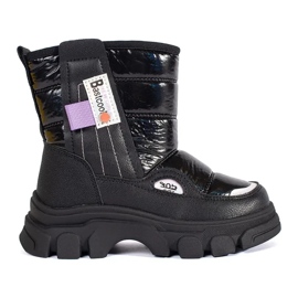 Prošívané dívčí sněhule s leskem černý