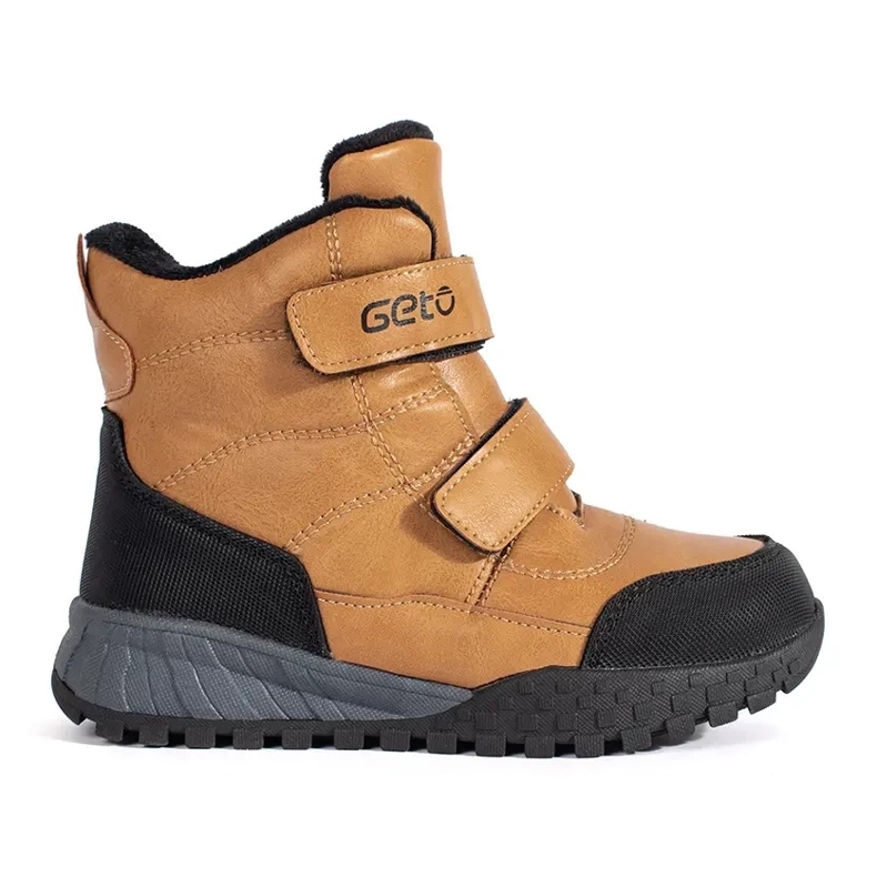 Zateplené chlapecké kotníkové boty na suchý zip hnědý