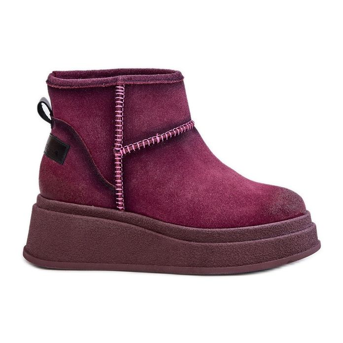 Kožené semišové sněhule na platformě a klínku Maciejka 06769-23 Burgundy červené Kožené semišové sněhule na platformě a klínku Maciejka 06769-23 Burgundy červené