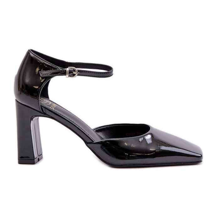 Lodičky na vysokém podpatku z lakované kůže, černá Emindria Lodičky na vysokém podpatku z lakované kůže, černá Emindria