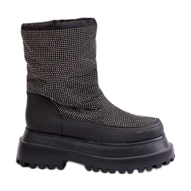 Černé Avivina zdobené sněhule s platformou a plochým podpatkem černý
