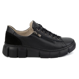 Olivier Dámské kožené boty 1223 černé černý