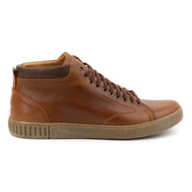 Polbut Pánské kožené boty Kotníkové boty 2108sw camel hnědý Polbut Pánské kožené boty Kotníkové boty 2108sw camel hnědý