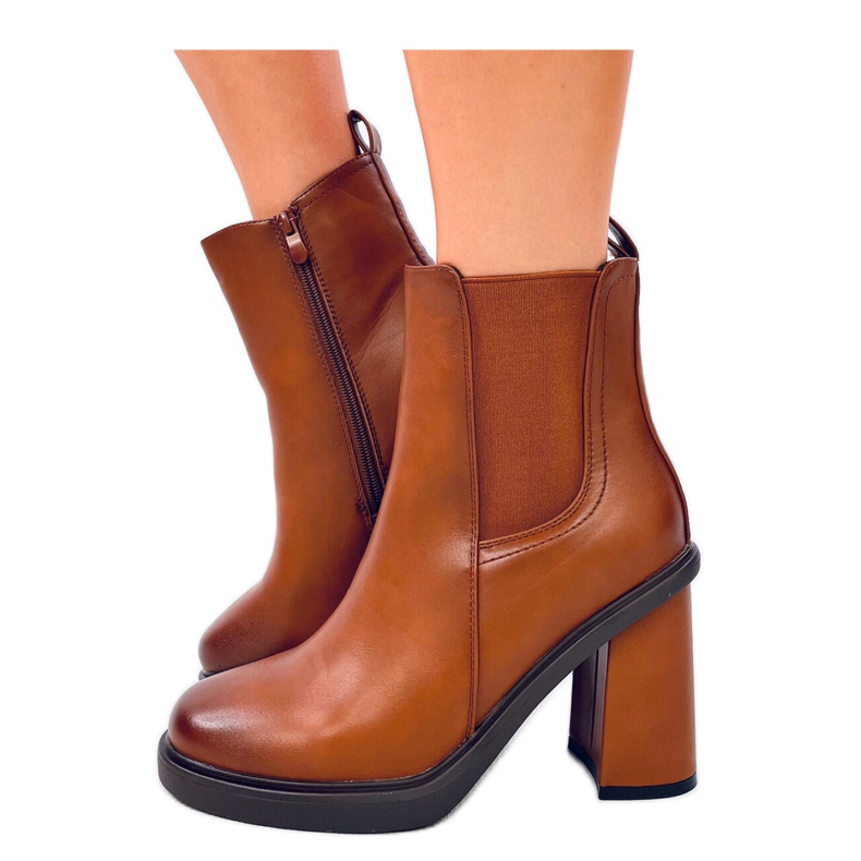 Camel Chelsea boty na vysokém podpatku hnědý Camel Chelsea boty na vysokém podpatku hnědý