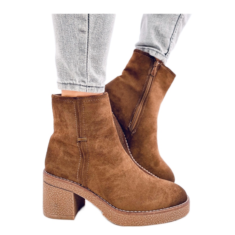 Filly Green kotníkové boty na stabilním podpatku hnědý Filly Green kotníkové boty na stabilním podpatku hnědý