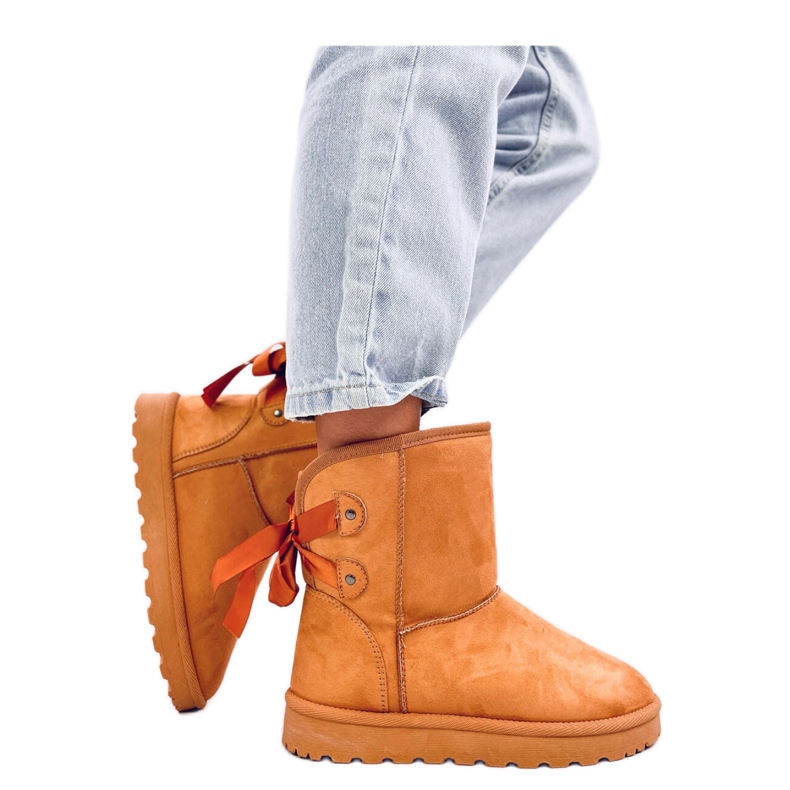 Sněhule Emus s mašlemi Camel hnědý