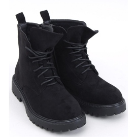 Semišové šněrovací kotníkové boty Gaten Black - černý