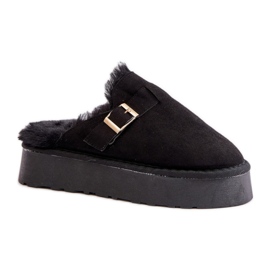 Dámské pantofle zateplené kožíškem FA-185, černé černá