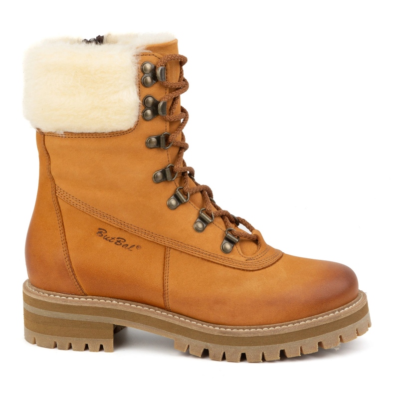 ButBal Dámské kožené boty, zateplené zimní boty, 329 Red oranžový
