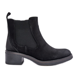 Dámské Chelsea Boots teplé nízké podpatky na zip černé černý
