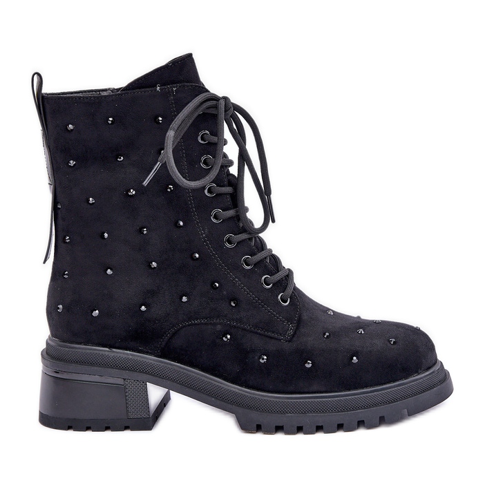 S.Barski Zdobené dámské zateplené pracovní boty D&amp;A MR880-017 Černá
