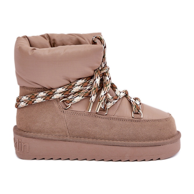 Dámské semišové sněhule se silným šněrováním D.Franklin DFSH375003 béžová béžový