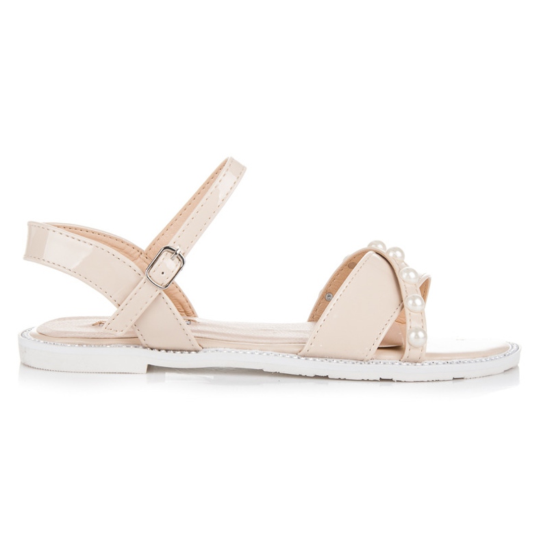 Vices Ploché sandály s perlami hnědý