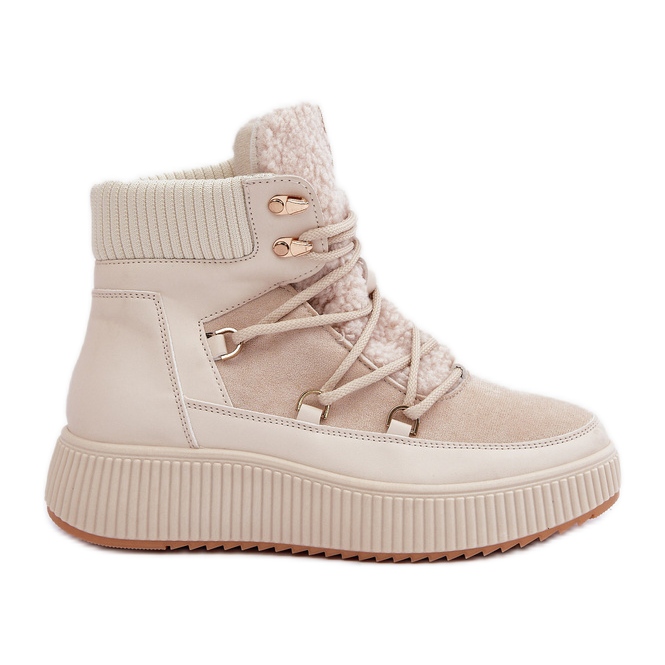 Dámské nízké boty do sněhu na platformě, světle béžové béžový Dámské nízké boty do sněhu na platformě, světle béžové béžový