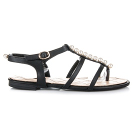 Vices Stylové sandály s korálky černý
