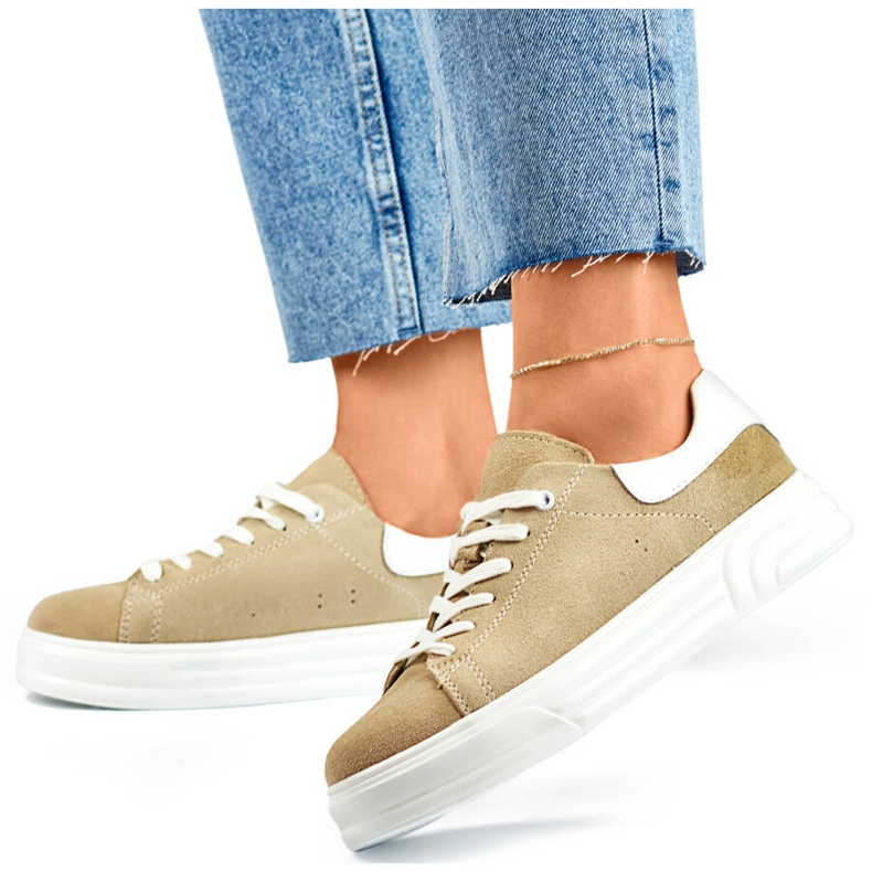 Goodin Béžová dámská kožená sportovní obuv GD-XF-113BE béžový