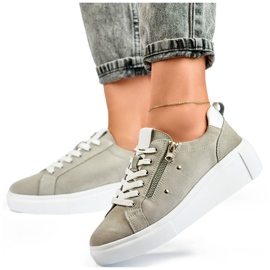 Goodin Dámská kožená sportovní obuv na platformě, šedá GD-LX1001G